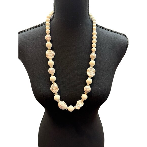 Vintage 15” Strand Graduated White & Pastel Paisley Bead Japan Necklace - Picture 1 of 6